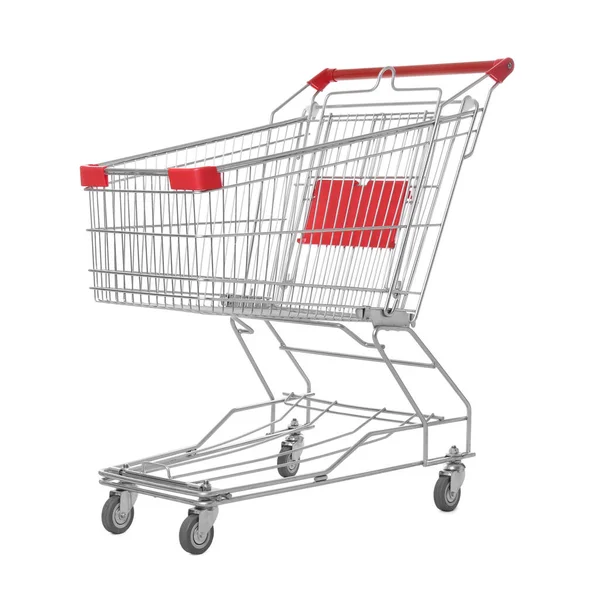 Empty Metal Shopping Cart Isolated White — Stock Photo, Image