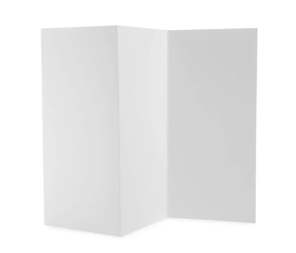 Folleto Papel Blanco Aislado Sobre Blanco Burla Para Diseño —  Fotos de Stock