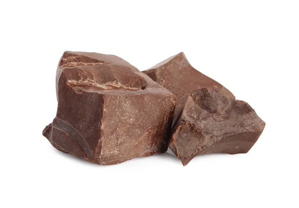 Trozos Sabroso Chocolate Sobre Fondo Blanco — Foto de Stock