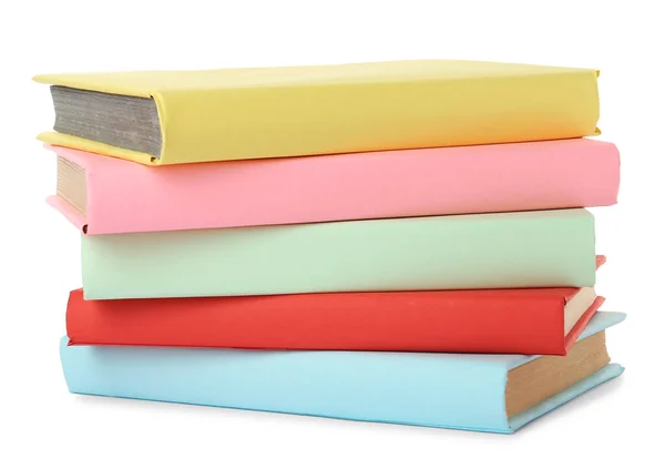 Muitos Livros Capa Dura Coloridos Sobre Fundo Branco — Fotografia de Stock
