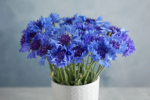 Букет Красивих Синіх Квітів Вазі Крупним Планом — стокове фото