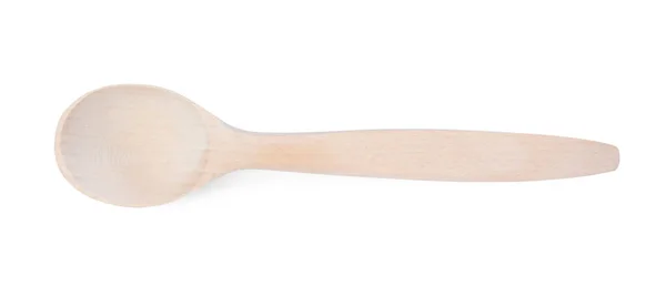 木制勺子隔离在白色的顶部视图 — 图库照片