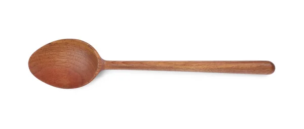 Wooden Spoon Isolated White Top View — Stock Photo, Image