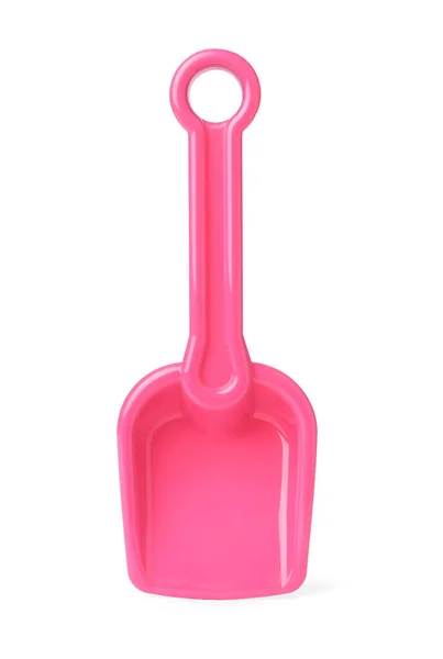 白に隔離されたピンクのプラスチック製のおもちゃのシャベル — ストック写真