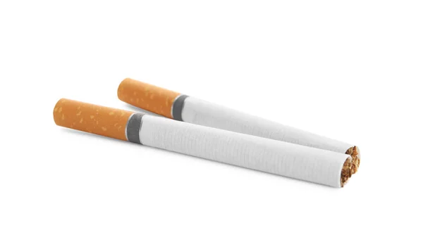 Cigarrillos Con Filtros Naranjas Aislados Blanco — Foto de Stock