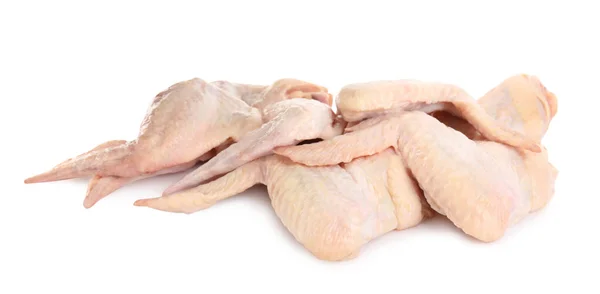 Ailes Poulet Cru Sur Fond Blanc Viandes Fraîches — Photo