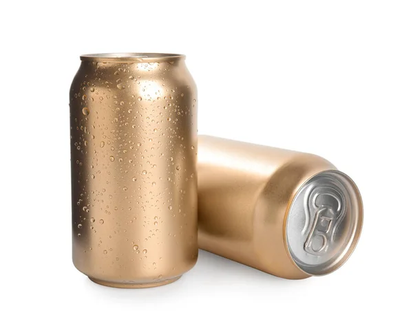 Aluminium Cans Beverage White Background — Stock Photo, Image