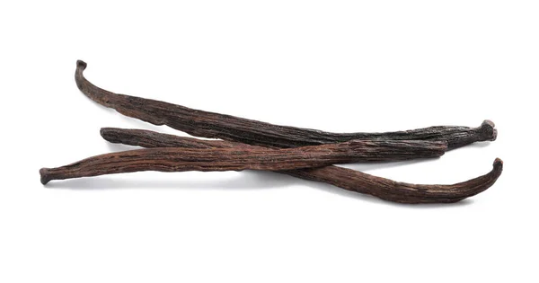 Beyaz Arka Planda Kurutulmuş Vanilya Çubukları — Stok fotoğraf
