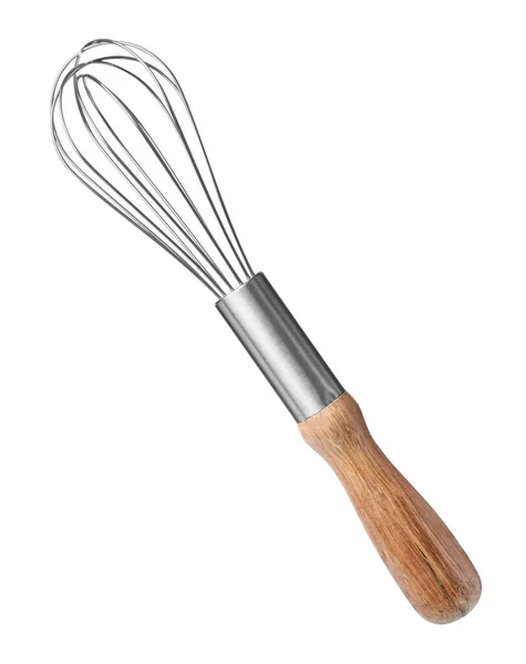 New Balloon Whisk Wooden Handle Isolated White — Stock Photo, Image