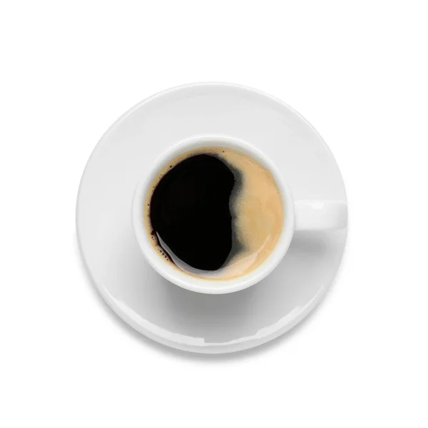 Tazza Caffè Aromatico Nero Sfondo Bianco Vista Dall Alto — Foto Stock