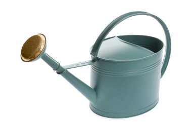 Metal sulama tenekesi beyaza izole edilmiş. Bahçe aleti