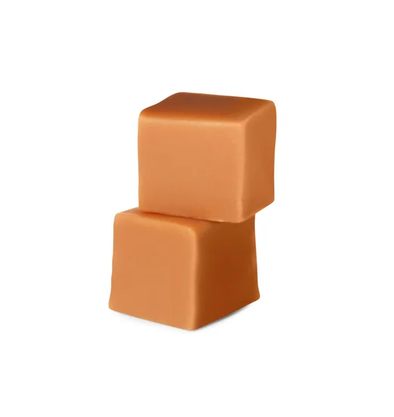 Two Sweet Caramel Candies White Background — Stock Photo, Image