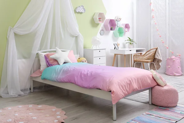 Chambre Enfant Mignon Intérieur Avec Jouets Meubles Modernes — Photo