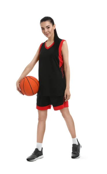 Pemain Basket Dengan Bola Latar Belakang Putih — Stok Foto