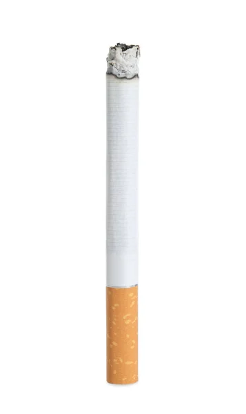 白色背景下带有橙色滤嘴的香烟 — 图库照片
