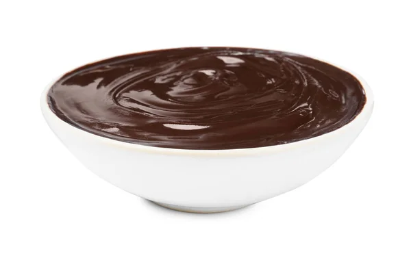 Finom Csokoládé Krém Tálban Fehér Háttér — Stock Fotó