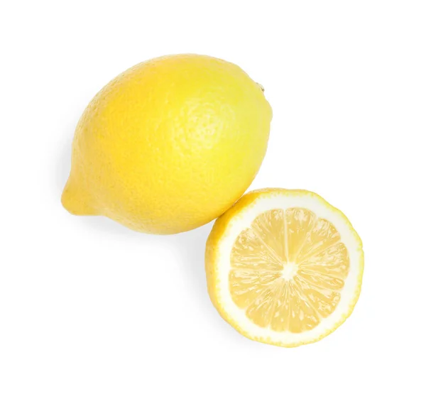 Fresh Ripe Lemons White Background Top View — Stock Photo, Image