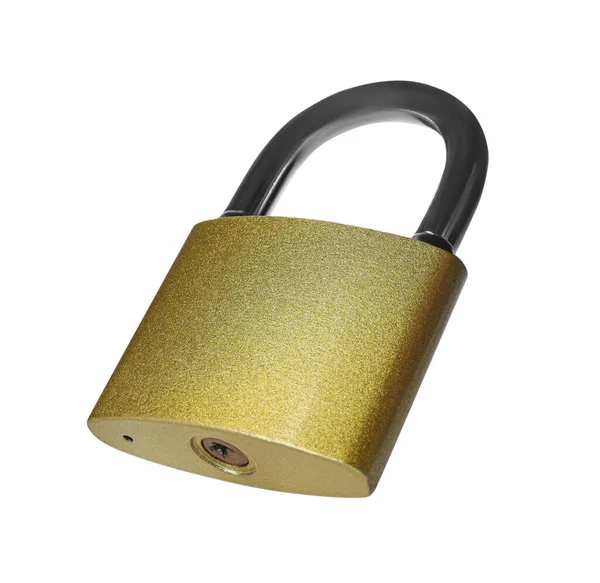 Steel Padlock Isolated White Safety Concept — Stock Photo, Image