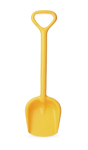 Желтая Пластиковая Игрушечная Лопата Изолирована Белом — стоковое фото