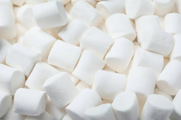 Delicious White Puffy Marshmallows Background Top View — Stock Photo, Image