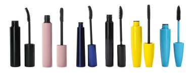 Beyaz arka planda farklı maskaralarla ayarlayın. Pankart tasarımı