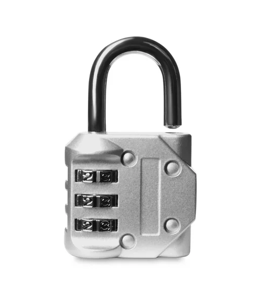 钢制组合锁 白色隔离 安全概念 — 图库照片