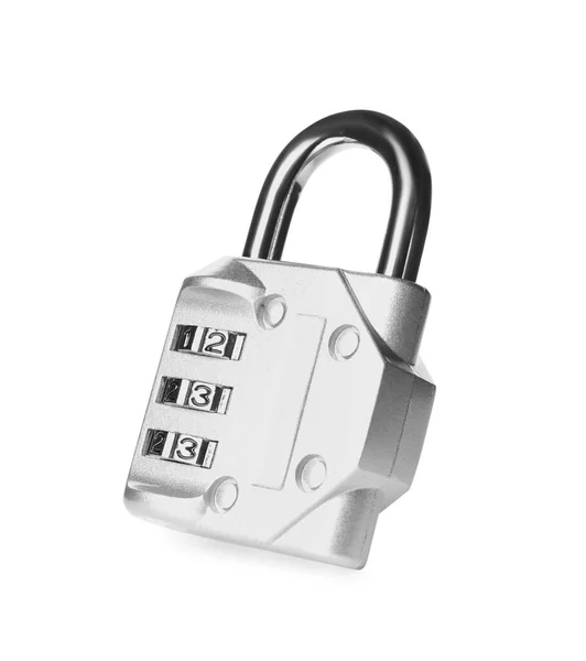 Steel Combination Padlock Isolated White Safety Concept — Stock Photo, Image