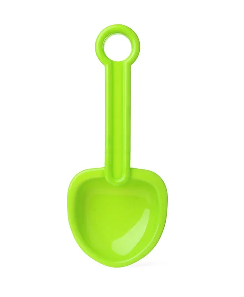 Grüne Plastik Spielzeugschaufel Isoliert Auf Weiß — Stockfoto