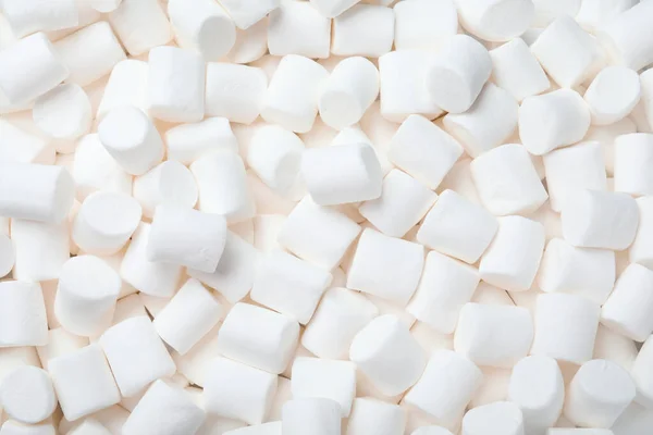 Deliciosos Marshmallows Inchados Brancos Como Fundo Vista Superior — Fotografia de Stock