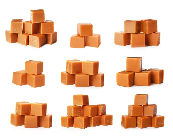 Set Con Deliciosos Caramelos Sobre Fondo Blanco — Foto de Stock