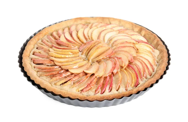 Délicieuse Tarte Aux Pommes Maison Isolée Sur Blanc — Photo