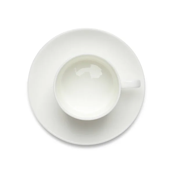 Empty Ceramic Cup Isolated White Top View — Stock Photo, Image