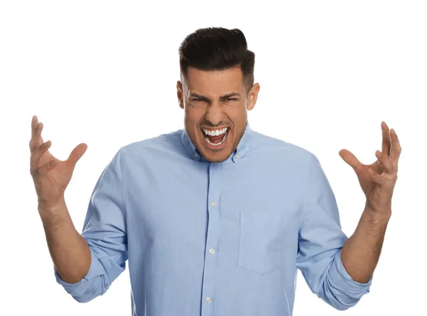 Angry Man White Background Hate Concept — Stock Photo, Image