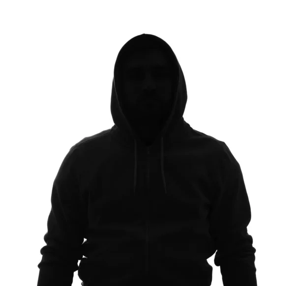 Silhouet Van Anonieme Man Witte Achtergrond — Stockfoto