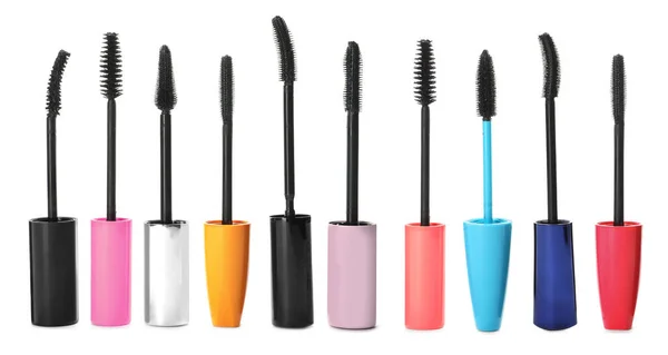 Set Mit Verschiedenen Mascara Stäben Auf Weißem Hintergrund Banner Design — Stockfoto