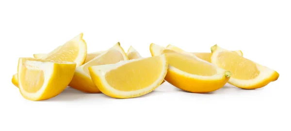 Frische Reife Zitronenscheiben Auf Weißem Hintergrund — Stockfoto