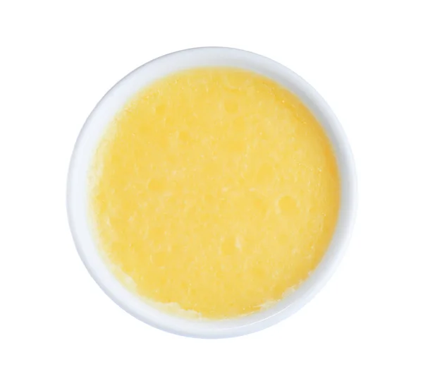 Miska Masła Ghee Izolowana Biało Widok Góry — Zdjęcie stockowe
