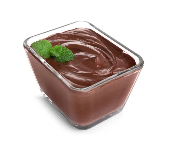 Tál Finom Csokoládé Krém Mentolos Fehér — Stock Fotó