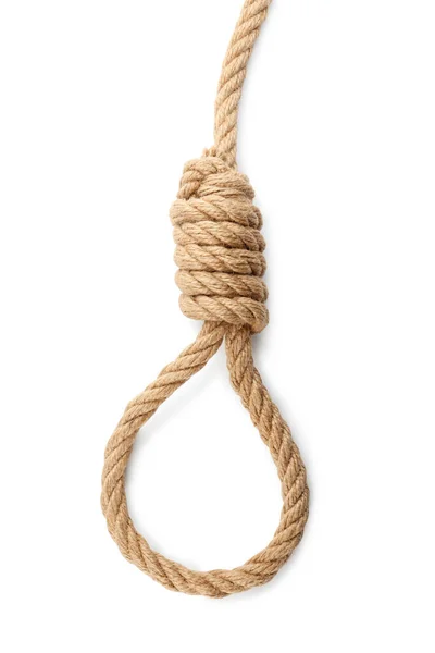 Rope Noose Knot White Background Top View — Stock Photo, Image