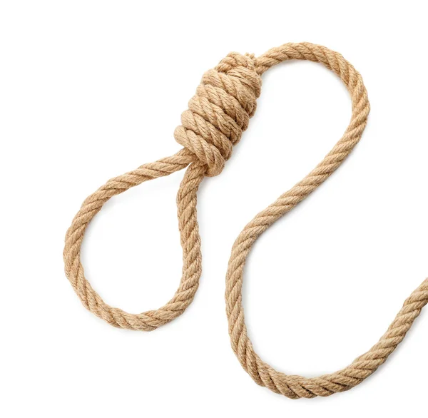 Rope Noose Knot White Background Top View — Stock Photo, Image