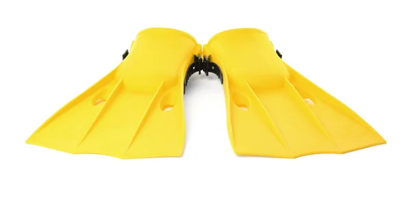 Paar Gele Flippers Witte Achtergrond — Stockfoto