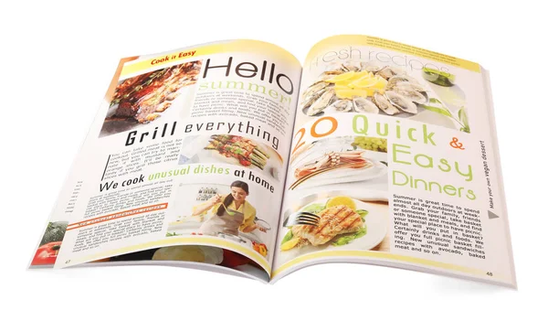 Modern Printed Culinary Magazine Isolated White — Stock Photo, Image