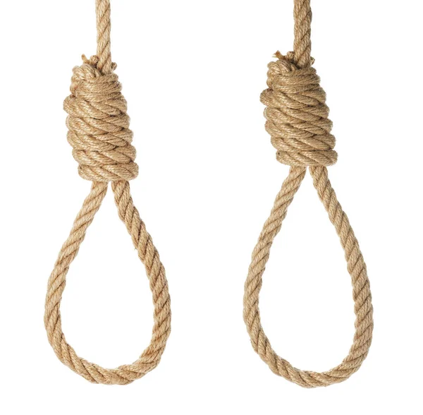 Rope Nooses Knots White Background Collage — Stock Photo, Image