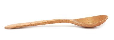 Tahta kaşık beyaz üzerine izole edilmiş. Mutfak aletleri
