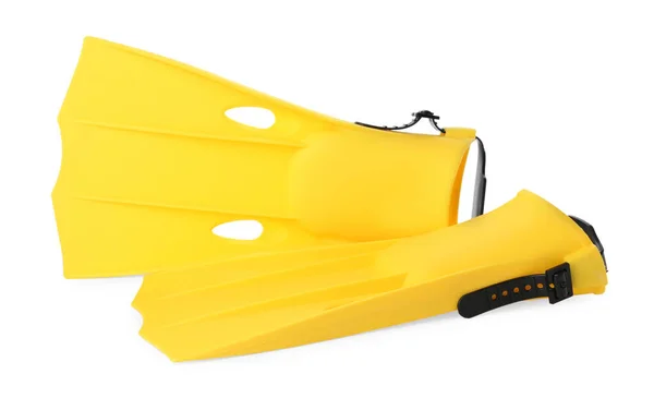 Paar Gele Flippers Witte Achtergrond — Stockfoto