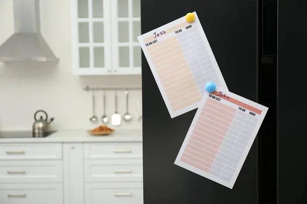 Blanco Doen Lijsten Koelkast Keuken Ruimte Voor Tekst — Stockfoto