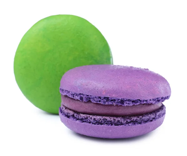 Diferentes Deliciosos Macarons Coloridos Sobre Fondo Blanco — Foto de Stock