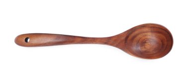 Tahta kaşık beyaz, üst görünümde izole