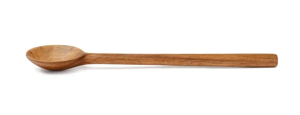 Drewniana Łyżka Odizolowana Biało Przybory Kuchenne — Zdjęcie stockowe