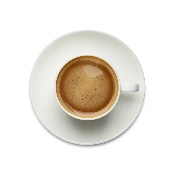白を基調とした香り高いホットコーヒーカップ トップビュー — ストック写真